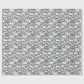 90er Cassette & Smiley Wrapping Paper - Monochrom Geschenkpapier (Flach)