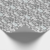 90er Cassette & Smiley Wrapping Paper - Monochrom Geschenkpapier (Ecke)