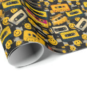 90er Cassette & Smiley Wrapping Paper - Retro-Part Geschenkpapier (Rolleneckpunkt)