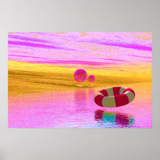 90er CGI Style Beach Scene Poster (Vorne)