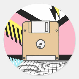 90er Diskette Runder Aufkleber