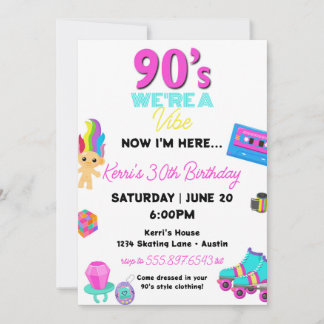 90er Geburtstagsparty Einladung Retro 30. Geburtst