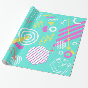 90er geometrisches Muster Geschenkpapier
