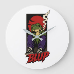 90er Grunge Skater Frosch BLUP Wanduhr rund