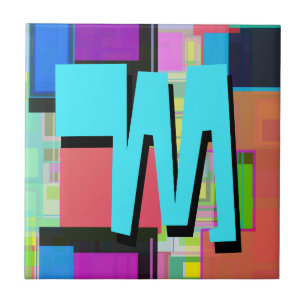 90er inspiriertes farbenfrohes geometrisches Monog Fliese