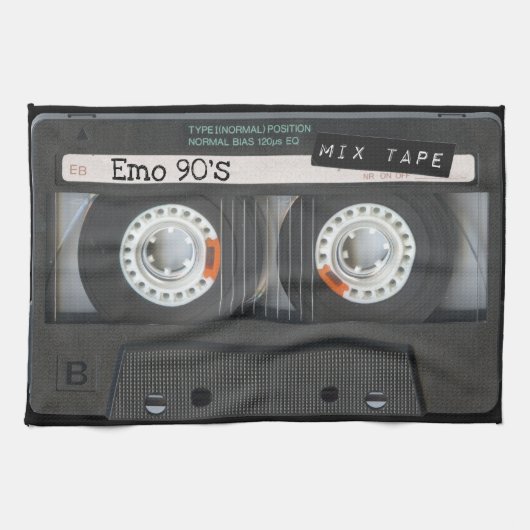 90er-Jahre Emo-Kassettenband Black Mix Tape Geschirrtuch (Horizontal)