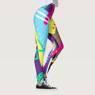90er-Jahre Geometrisches Muster, Retro-Farben der Leggings