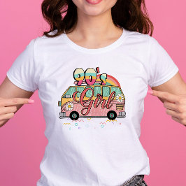 90er Jahre Girl Hippie Camper Retro Groovy T-Shirt