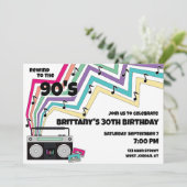 90er Jahre Musik ThemenGeburtstagsparty Einladung (Stehend Vorderseite)