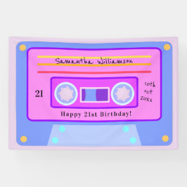 90er Jahre Pink Blue Pastel Cassette 21. Geburtsta Banner
