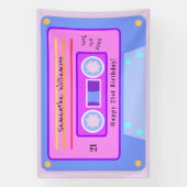 90er Jahre Pink Blue Pastel Cassette 21. Geburtsta Banner (Vertikal)