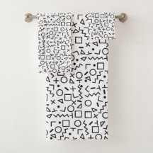 90er Jahre Schwarz-Weiß-Retro-Formen-Muster