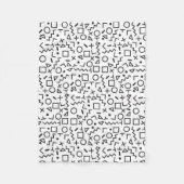 90er Jahre Schwarz-Weiß-Retro-Formen-Muster Fleecedecke (Vorderseite)