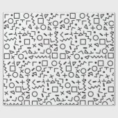 90er Jahre Schwarz-Weiß-Retro-Formen-Muster Geschenkpapier (Flach)