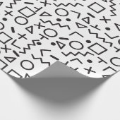 90er Jahre Schwarz-Weiß-Retro-Formen-Muster Geschenkpapier (Ecke)