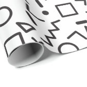 90er Jahre Schwarz-Weiß-Retro-Formen-Muster Geschenkpapier (Rolleneckpunkt)