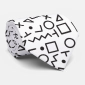 90er Jahre Schwarz-Weiß-Retro-Formen-Muster Krawatte (Gerollt)