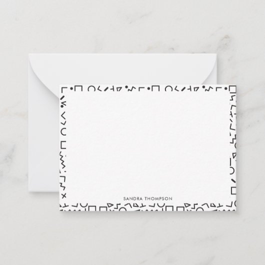 90er Jahre Schwarz-Weiß-Retro-Formen-Muster Mitteilungskarte (Vorderseite)