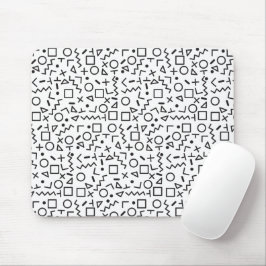 90er Jahre Schwarz-Weiß-Retro-Formen-Muster Mousepad