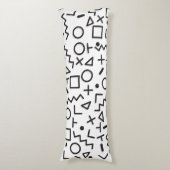 90er Jahre Schwarz-Weiß-Retro-Formen-Muster Seitenschläferkissen (Vorderseite Vertikal)