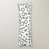 90er Jahre Schwarz-Weiß-Retro-Formen-Muster Seitenschläferkissen (Rückseite (Vertikal))