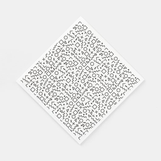 90er Jahre Schwarz-Weiß-Retro-Formen-Muster Serviette (Ecke)