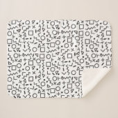 90er Jahre Schwarz-Weiß-Retro-Formen-Muster Sherpadecke (Vorderseite (Horizontal))