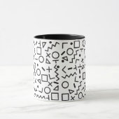 90er Jahre Schwarz-Weiß-Retro-Formen-Muster Tasse (Zentrum)