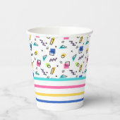 90er Jahre Vibe Simple Shapes und Stripes Paper Cu Pappbecher (Links)