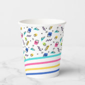 90er Jahre Vibe Simple Shapes und Stripes Paper Cu Pappbecher (Vorderseite)