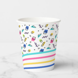 90er Jahre Vibe Simple Shapes und Stripes Paper Cu Pappbecher