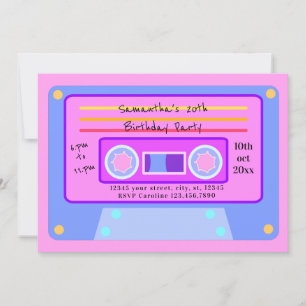 90er Jahre Y2K Bubblegum Pink Cassette 20 Geburtst Einladung