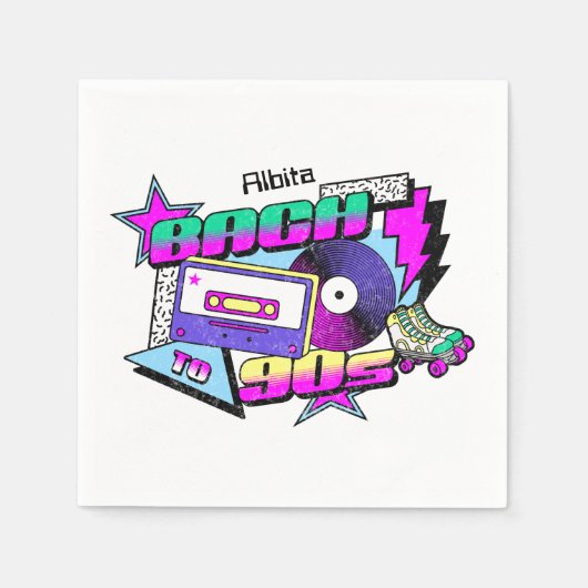 90er-Junggeselinnen-Abschied Serviette (Vorderseite)