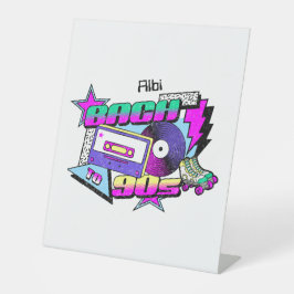 90er-Junggeselinnen-Abschied Sockelschild