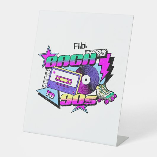 90er-Junggeselinnen-Abschied Sockelschild (Vorderseite)