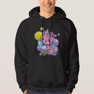 90er Kawaii Rosa Pastell Chibi Katze Kätzchen Trin Hoodie