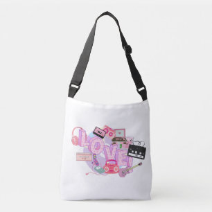 90er-Liebes-Vibes-Tasche – Retro-Pink-Musik & -Tec Tragetaschen Mit Langen Trägern