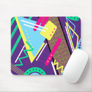 90er-Muster, Retro-Gelb-Lila-Blau der Neunziger Mousepad