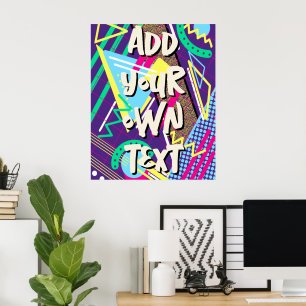 90er-Muster, Retro-Geometrisches Grün Violett der Poster