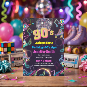 90er Neon-Disco-Vibes Retro-Stil Einladung