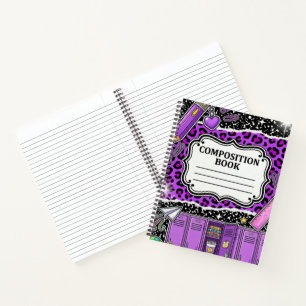 90er Neon Violetter Leopard Schulschließfach Notiz Notizblock
