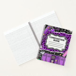 90er Neon Violetter Leopard Schulschließfach Notiz Notizblock