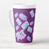 90er-Pop-Musikmuster-Symbole Kassette-Player Milchtasse (Linke Ecke)