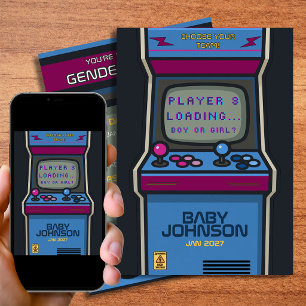 90er Retro-Arcade-Geschlechtsenthüllung Spieler 3 Einladung
