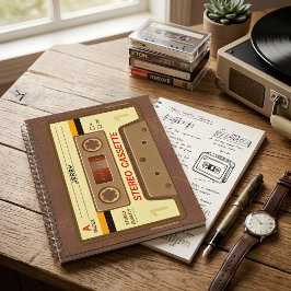 90er Retro-Kassettenband mit Namen Notizblock
