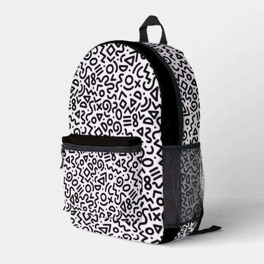 90er Retro-Muster-Rucksack Bedruckter Rucksack (Rückseitige Ecke Rechts)