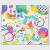 90er Retro Neon Muster Design Geschenkpapier (Flach)