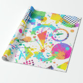 90er Retro Neon Muster Design Geschenkpapier (Ungerollt)