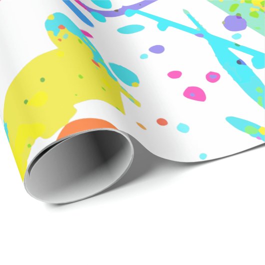 90er Retro Neon Muster Design Geschenkpapier (Rolleneckpunkt)