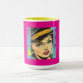 90er Retro-Pop-Art-Porträt mit Vintage-Nostalgie Tasse